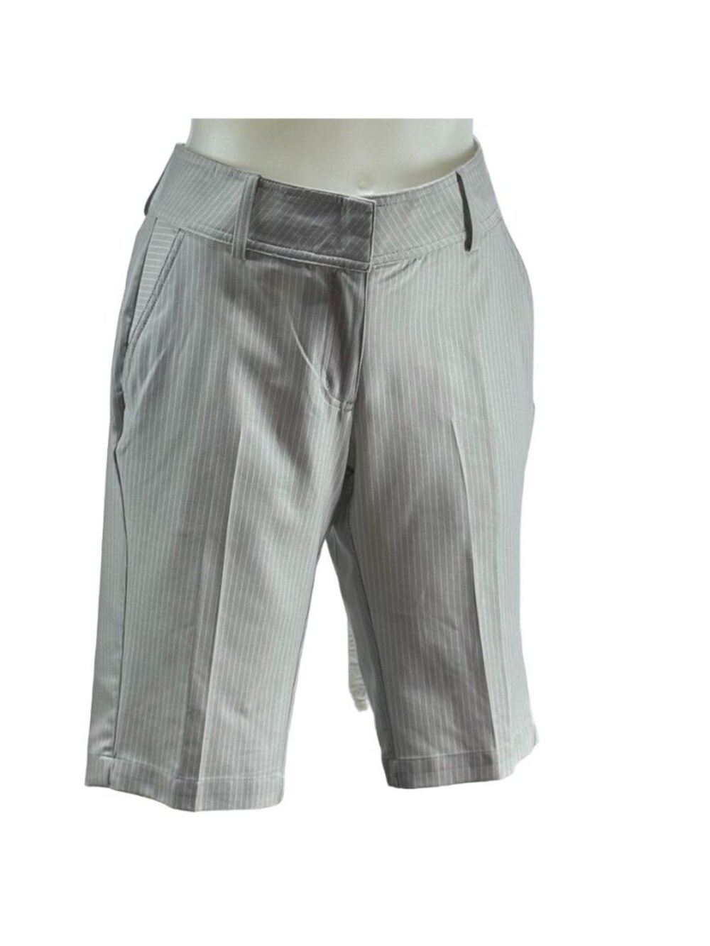 TOMMY ARMOUR Women's Shorts Polyester Knee Length Grey Striped Stretch Size 6